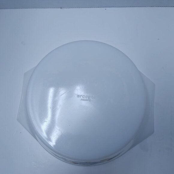 Vintage Arcopal France Floral Bouquet Milk Glass Round Oven Dish Pyrex Era 9" - Picture 3 of 6